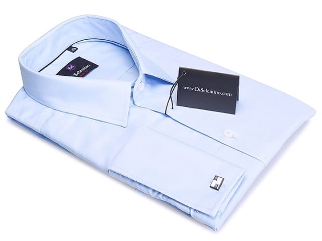 KOSZULA MĘSKA DI SELENTINO BŁĘKITNA NA SPINKI SLIM FIT