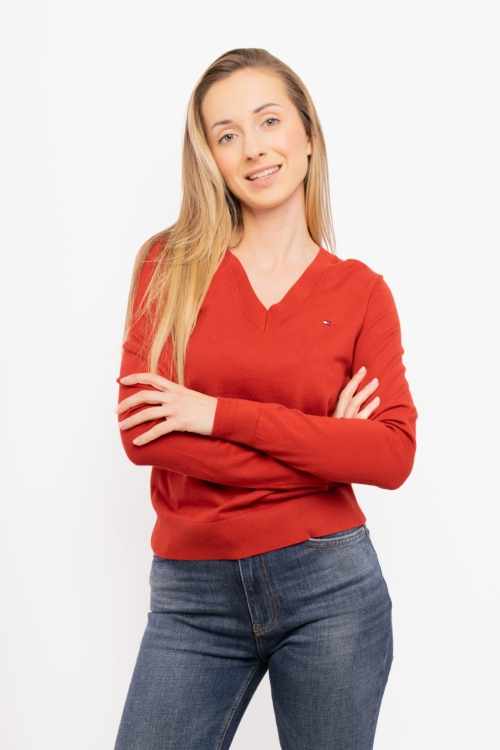 Sweter damski Tommy Hilfiger WW0WW40098 czerwony