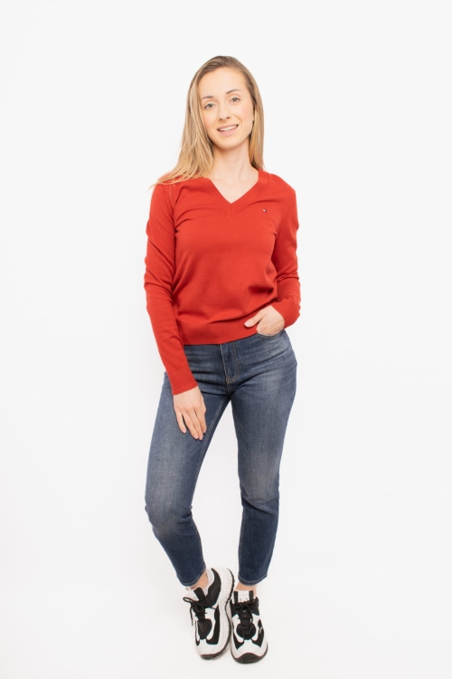 Sweter damski Tommy Hilfiger WW0WW40098 czerwony