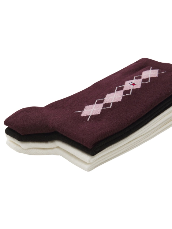 Skarpety damskie Tommy Hilfiger 701238219 001 bordowy biały 4 PACK