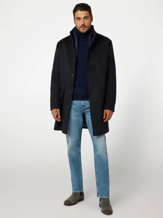 Płaszcz z domieszką wełny męski Guess M4BL30 WGJ82 GRANATOWY