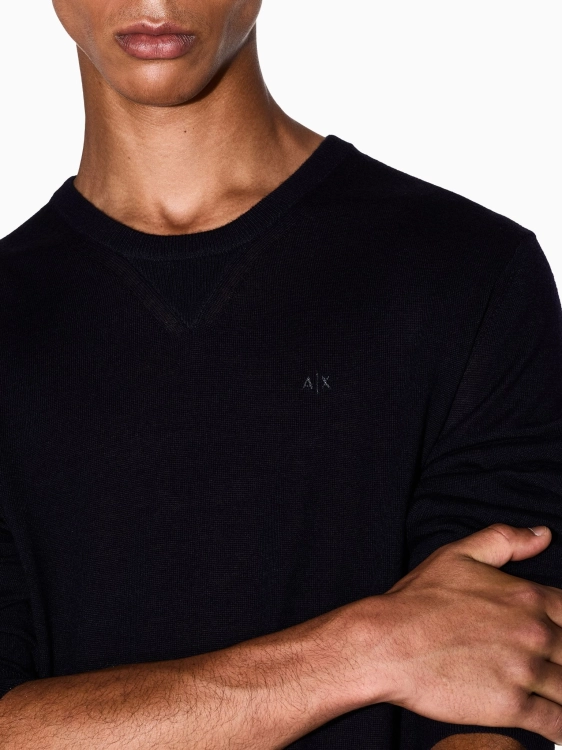 Sweter wełniany męski Armani Exchange 8NZM3A ZM8AZ GRANATOWY